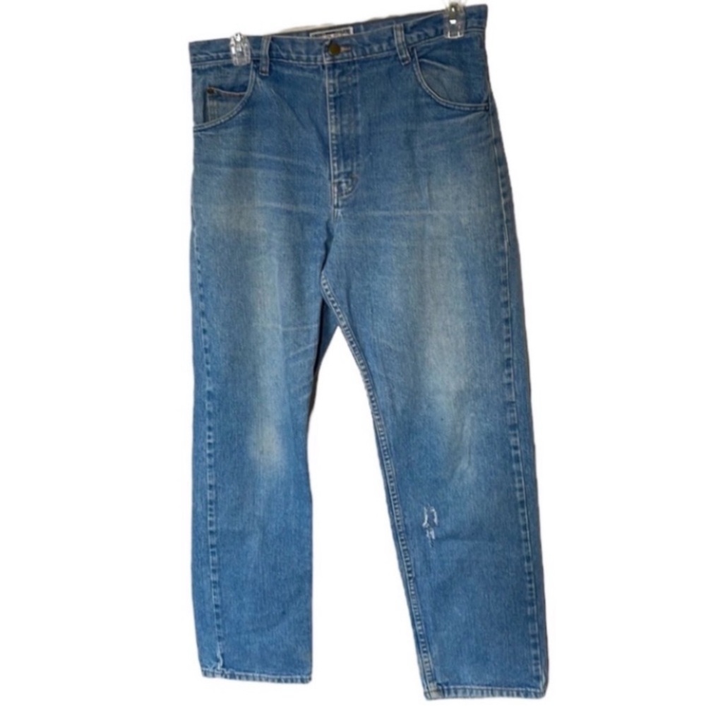 Vintage Cool Blues Jeans Cotton Sturdy Light Blue Denim Distressed Work Pants 34